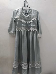 Lace Trimmed Midi Dress
