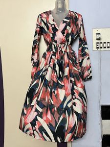 Pintrest Abstract Print Long Sleeve Dress