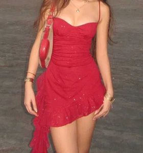 Red mini dress