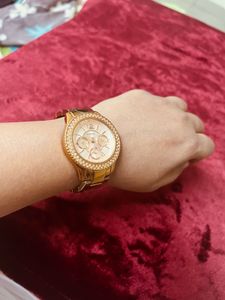 Authentic Fossil Rose Gold Watch with Crystals