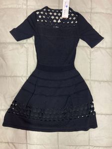 Label Ritu Kumar Black TexturedLace Dress