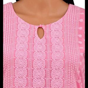 Elegant Pink chikankari Lucknowi kurti
