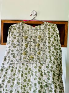 Cream Olive Kurta