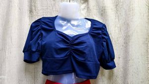 Navy Blue Crop Top