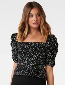 Polka Dot Smocked Crop Top