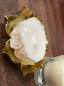 Rose Candle in Gold Diya Holder
