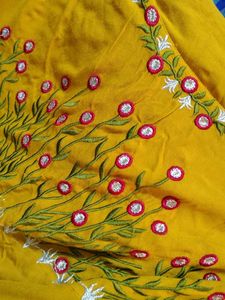 Mustard Thread Work Anarkali Flared Kurti