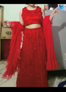 💐🖤Red Lehenga Choli With Dupatta 🖤💐