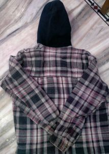 Hooded Flannel Shirt Jacket