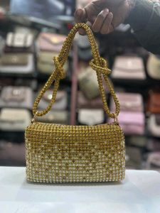 gold Rhinestone Embellished Evening Bag