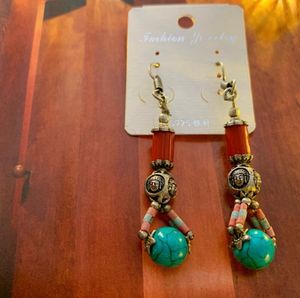 Boho Turquoise Buddha Beads Dangle Earrings