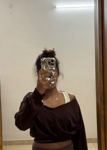 Brown Off-Shoulder Top