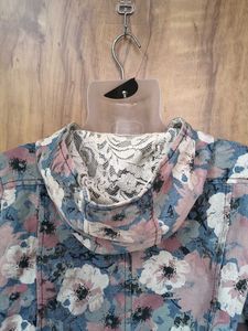 stylish denim floral hoodie