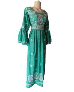 Embroidered Green Maxi Dress