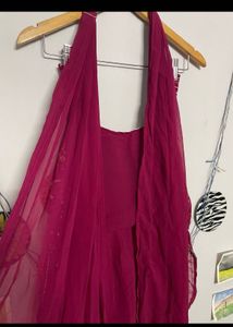 Magenta Embellished Kurta Set