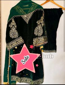 Heavy Party Wear Green Dress💚