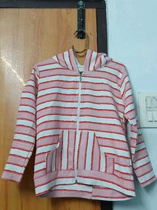 Striped Zip-Up Hoodie For Girls