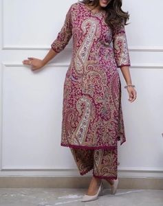Nermosa Women Viscose Printed Straight Kurta Pant