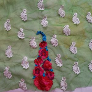 Green Embroidered Material