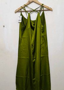 Trendy New Green Slip Dress