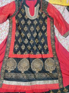 Double Layer Anarkali With Embroidered Neck (xxl)