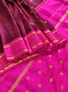 Brown and pink Silk Saree
