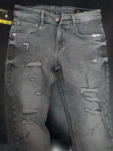 Sky Machine Grey Ripped Jeans Size-30