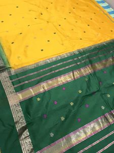 Pure Kanjeevaram Silk Saree Yellow &amp; Green