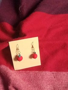 Red Ball Drop Earrings