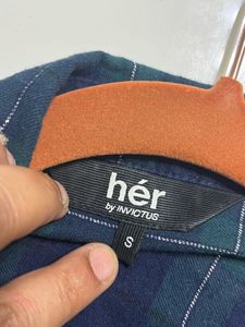HER Invicitus Blue Check Shirt With Sliver Thread