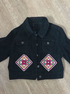 Embroidered Black Denim Jacket