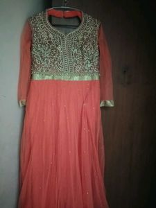 Elegant Peach Embroidered Anarkali