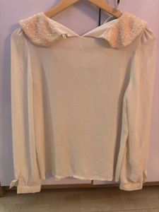 white sequin collar shirt/top