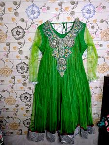 Green Anarkali Suit With Heavy Work On Neck🤩