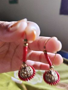 Red Jhumka Earrings,high shine,high quality।।