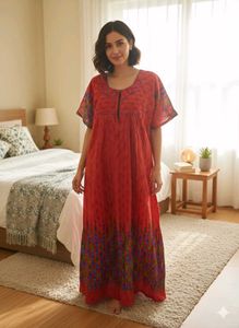 3xl Red Floral Nighty