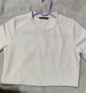 White Ribbed Crop Tee | relaxed Fit