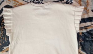 White Ruffle Sleeve T-Shirt