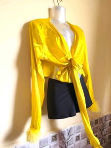 BOGO🎁Buy One Get 1 Free🎁Yellow Tie-Front Top