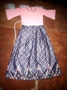 pink and blue combination gown