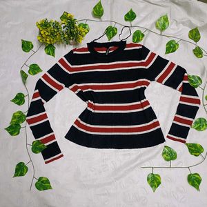 H&amp;M Striped Mock Neck Sweater