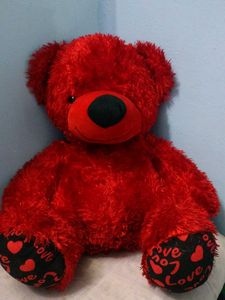Red Plush Teddy Bear - 'Love' Design