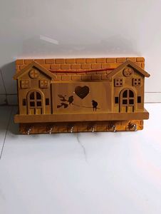 6 Hooks House Design Wooden Keys Stand for Entrywa