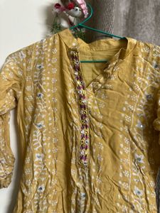 Yellow Embroidered Plazzo Kameez