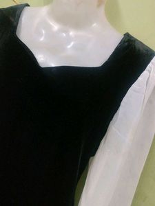 Chic Black Velvet Mini Dress free size dres