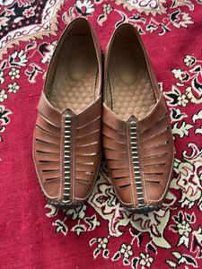 Classic Brown Leather Cut-Out Mules