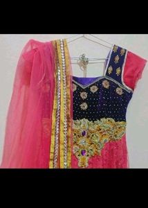 Rose Anarkali Kurti With Dupatta For 30 Bust
