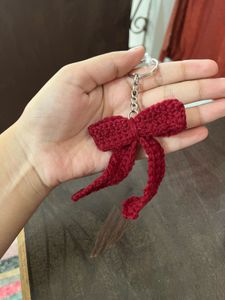 Red Crochet Bow Keychain