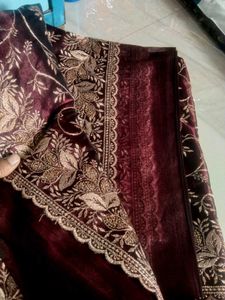 Elegant Embroidered Barbari Silk Saree