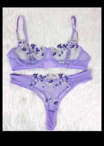 Floral Lace Embroidery Lingerie Set